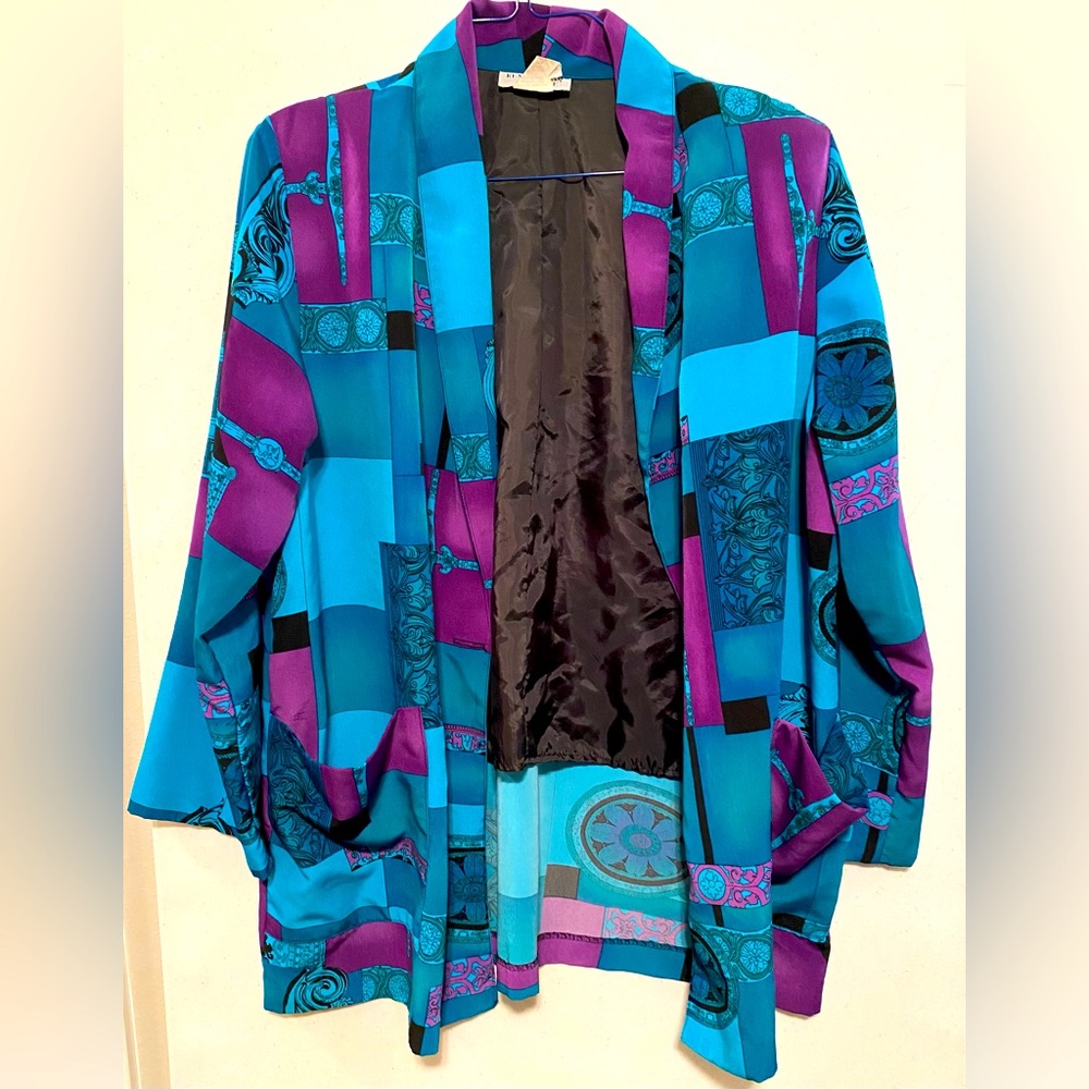 Vintage Women’s Oversized Blazer Coat Jacket Blue/Purple